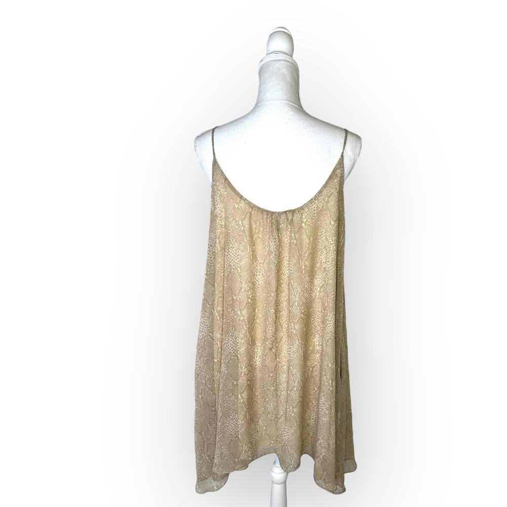 Aura Red Dress New Sheer Sleeveless Swing Dress Sz M Nude Snake Spaghetti Strap - Picture 3 of 13